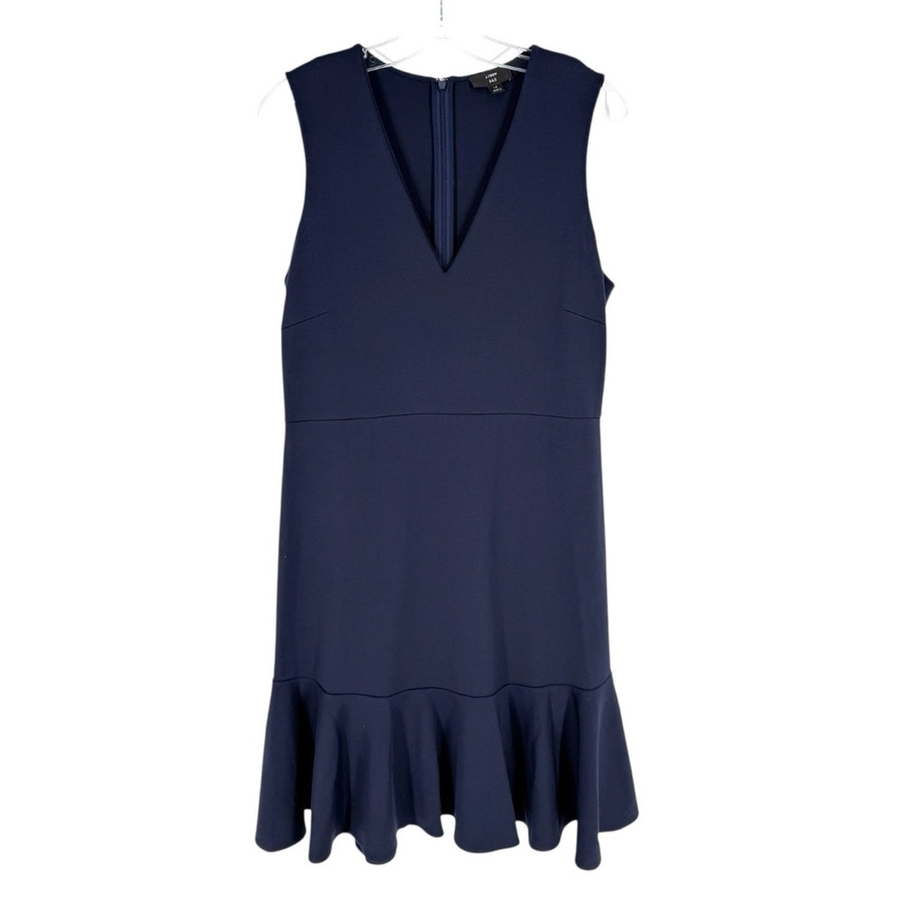 J Crew 365 Sheath Dress Womens Size 14 Navy Blue V-Neck Stretch Ponte Knit